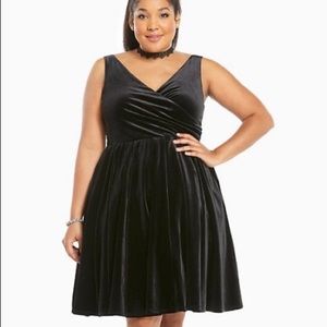 VELVET SURPLICE DRESS